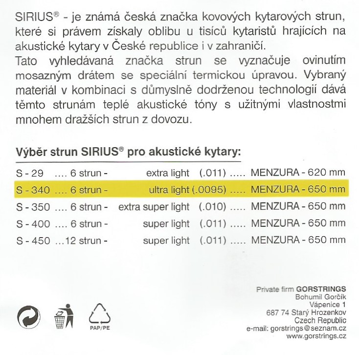 Struny Sirius S-340